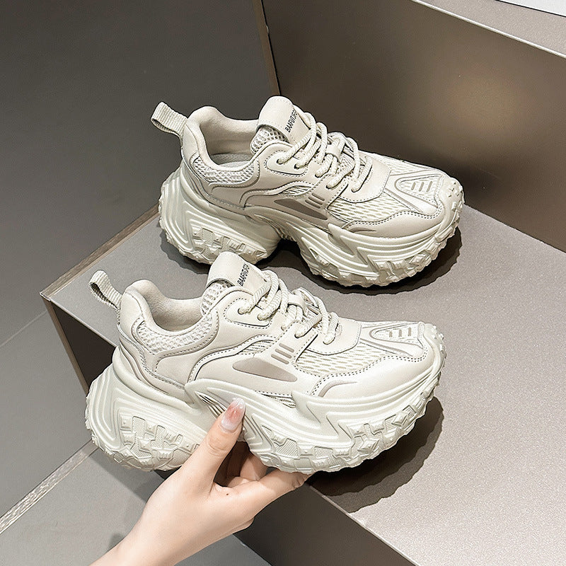 Lovers Summer Breathable Clunky Thick Bottom Lace Up Mesh Sneakers