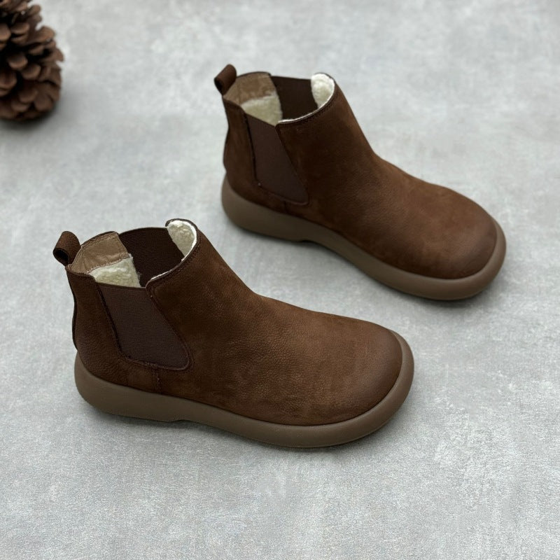 Women's Handmade Art Short Vintage Cotton Linen Round Toe Boots