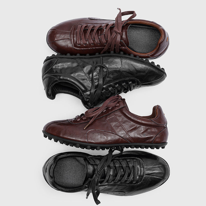 Men's Toe German Training British Style Leisure Commute Classic Retro Men's Casual Leather Shoes
