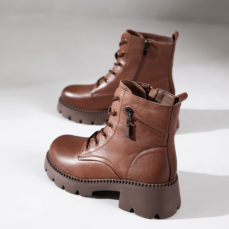 Women's & Men's First Layer Cowhide Martin Genuine Retro Boots