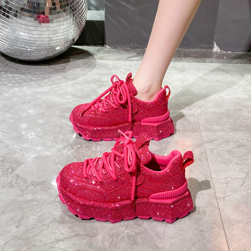 Women's Goods Full Diamond Thick Bottom Fried Street Style Dad Fashionable Casual Shoes