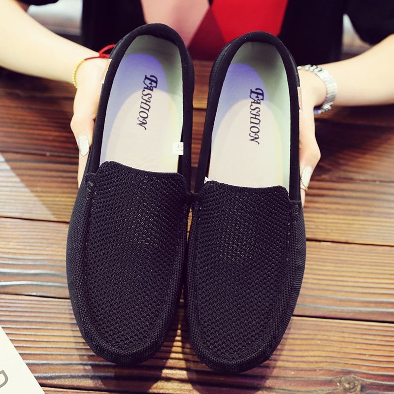 Men's Summer Hollow Korean Style Breathable Trendy Slip-on Soft Men's Casual Shoes