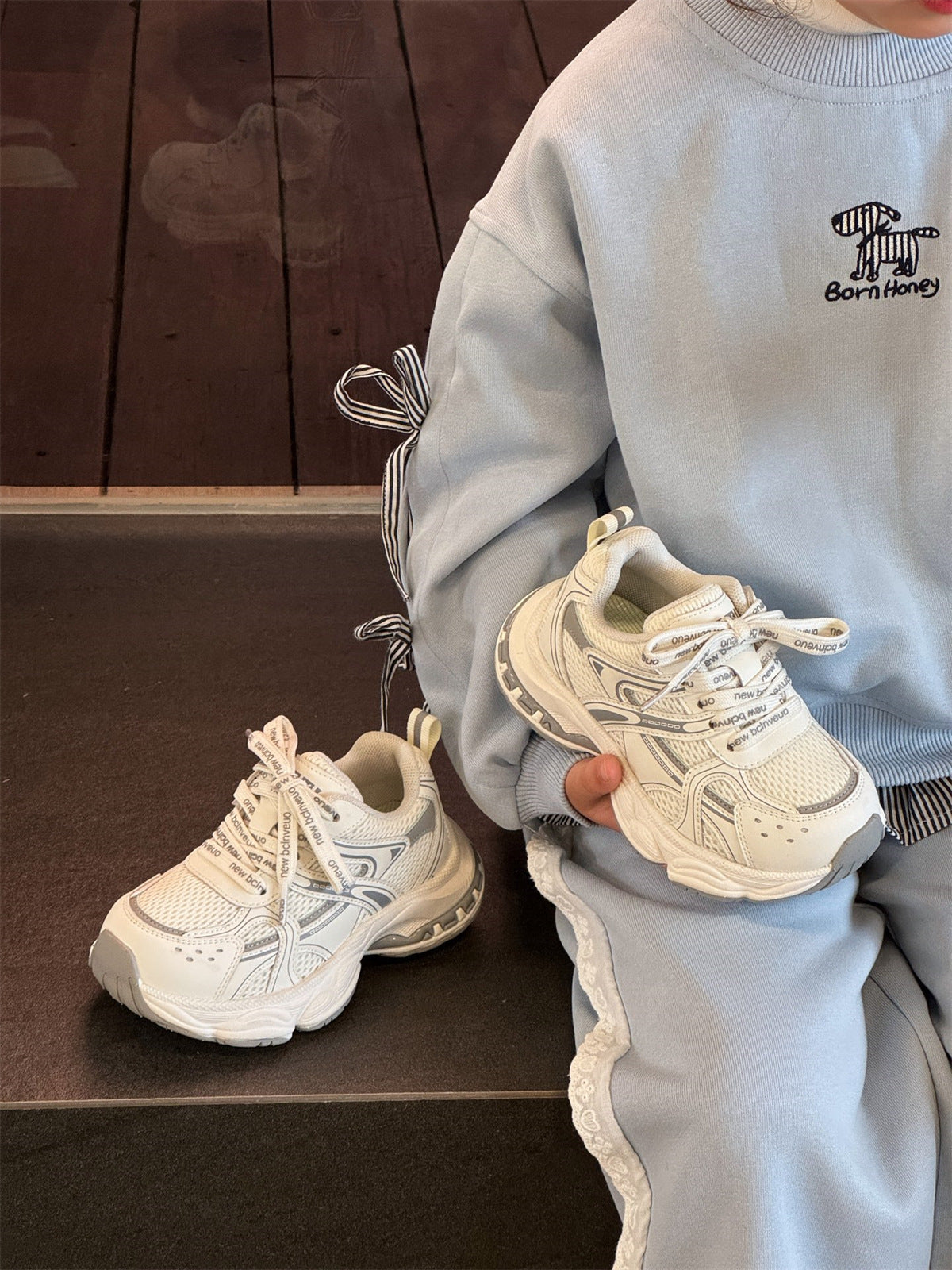 Children's White Mesh Breathable Daddy Boy Children's Sports Shoes