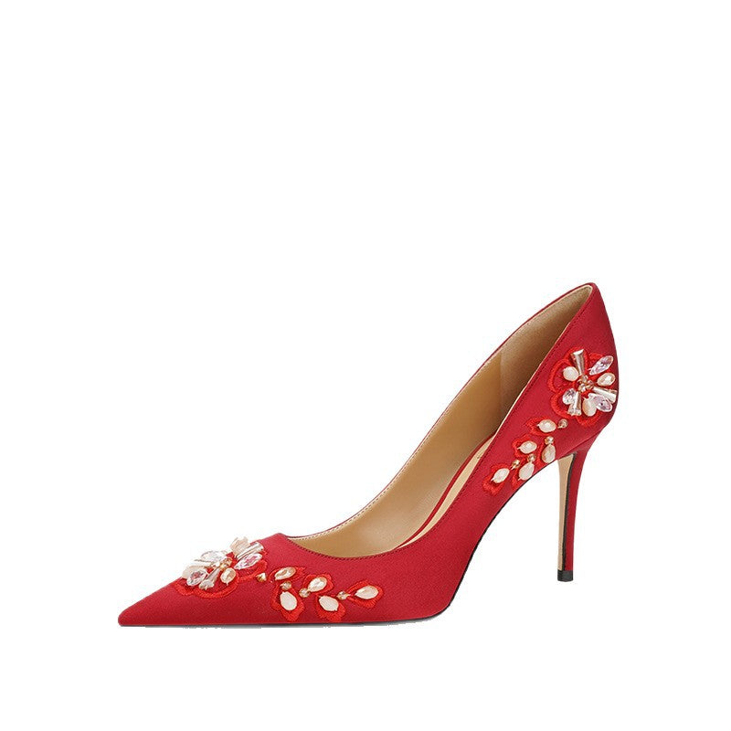 Red High-grade Wedding Dress Two-way High-heeled Toast Clothing Bridal Not Women's Fashion Shoes