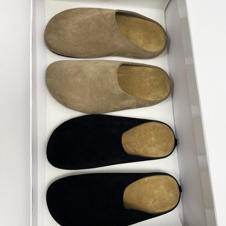 Women's & Men's Waterproof Full Cowhide Closed Toe Half Outerwear For Idle Style Thick-soles Slippers