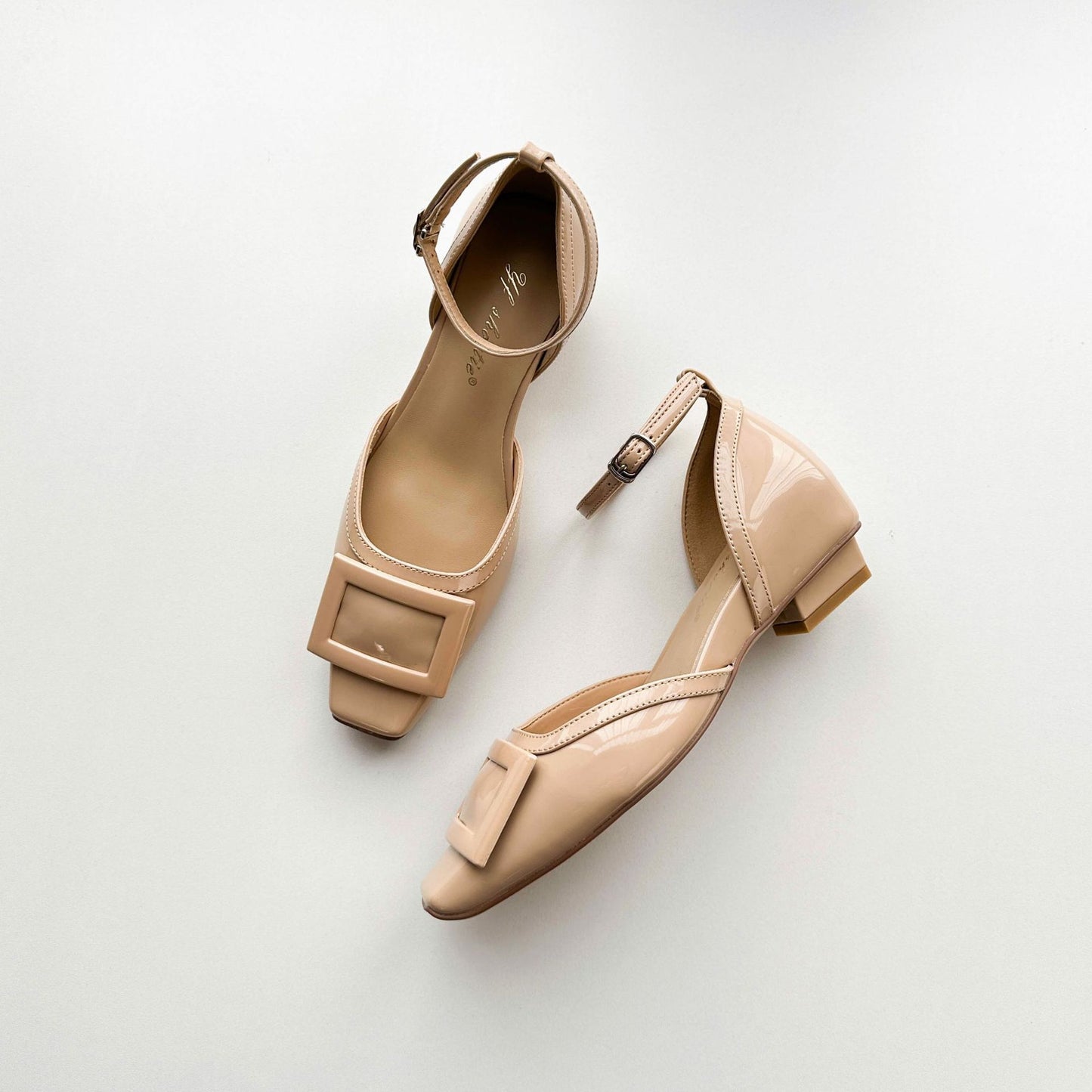 Women's Genuine Version Square Toe Chunky Pumps French Color Matching Women's Fashion Shoes