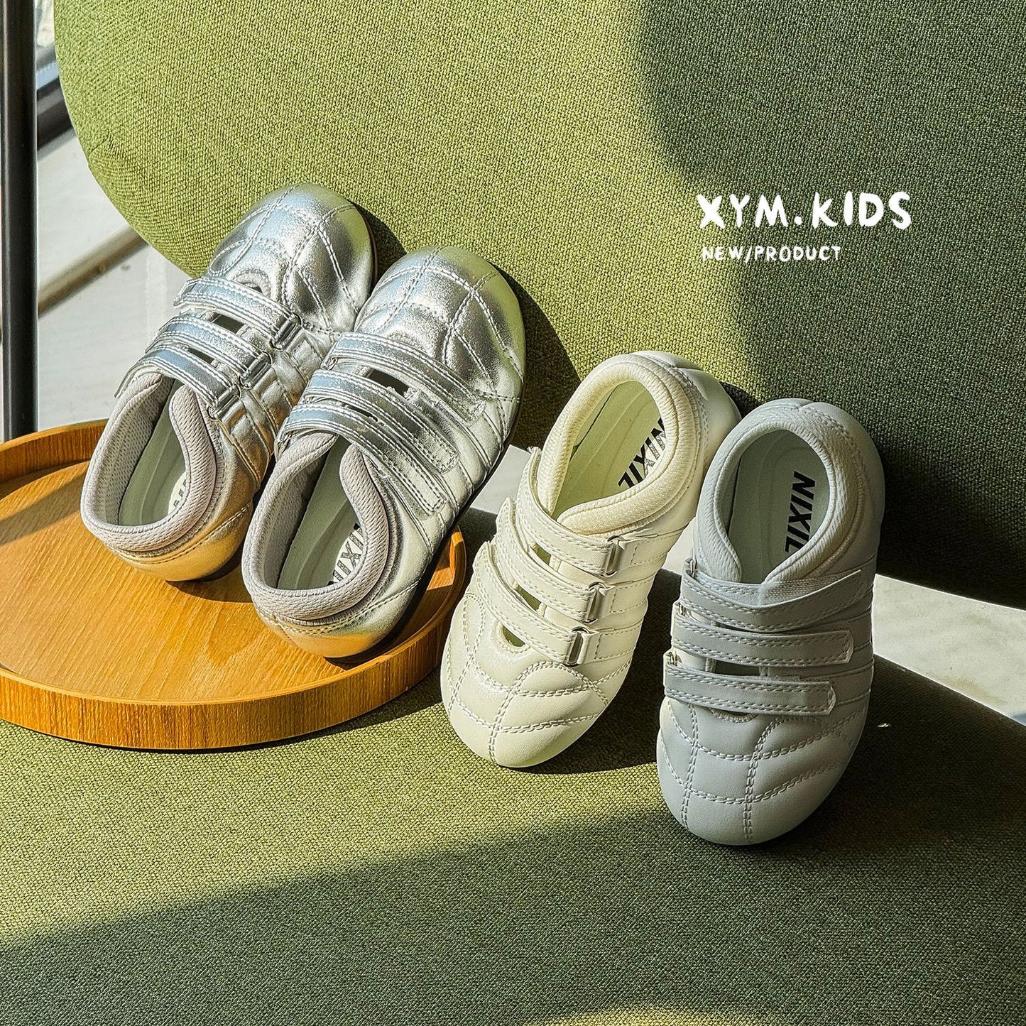 Children's Korean Style Fashionable Velcro Soft Bottom Leather Shoes