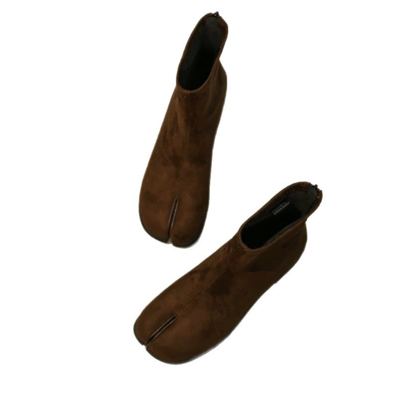 Women's Korean Style Niche Split Toe Skinny Short For Chunky Rear Boots