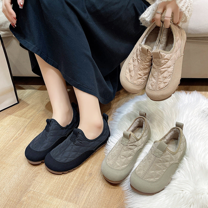 Women's Down Cloth Fleece-lined Female Slip-on Pregnant Casual Shoes