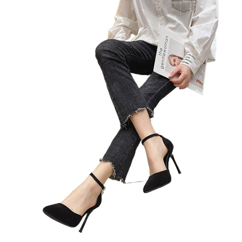 Pointed Toe Pumps Female French Teenage High Women's Shoes