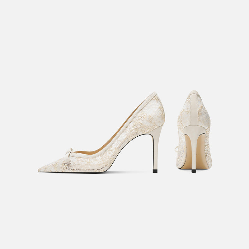 Women's Sheepskin High Temperament Banquet Pointed Stiletto Design Women's Fashion Shoes