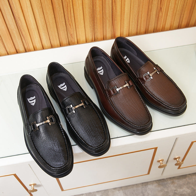 Men's Autumn Genuine Slip On Business Low Comfortable Leather Shoes