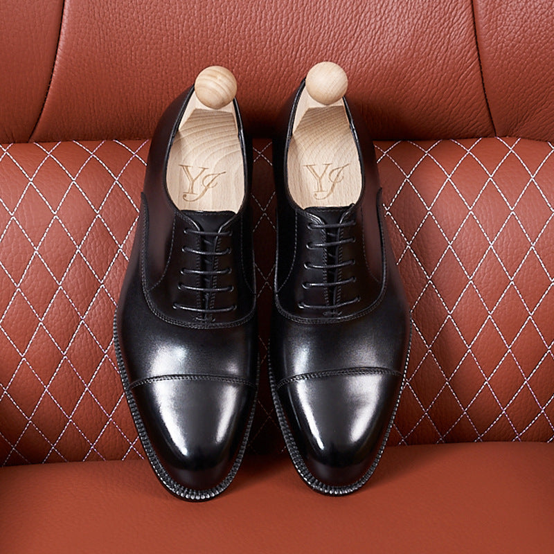 Men's Three-piece Formal Wear Genuine Breathable British Men's Business Leather Shoes