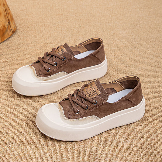 Women's Flat Retro Easy Matching Thick Bottom Breathable First Sneakers