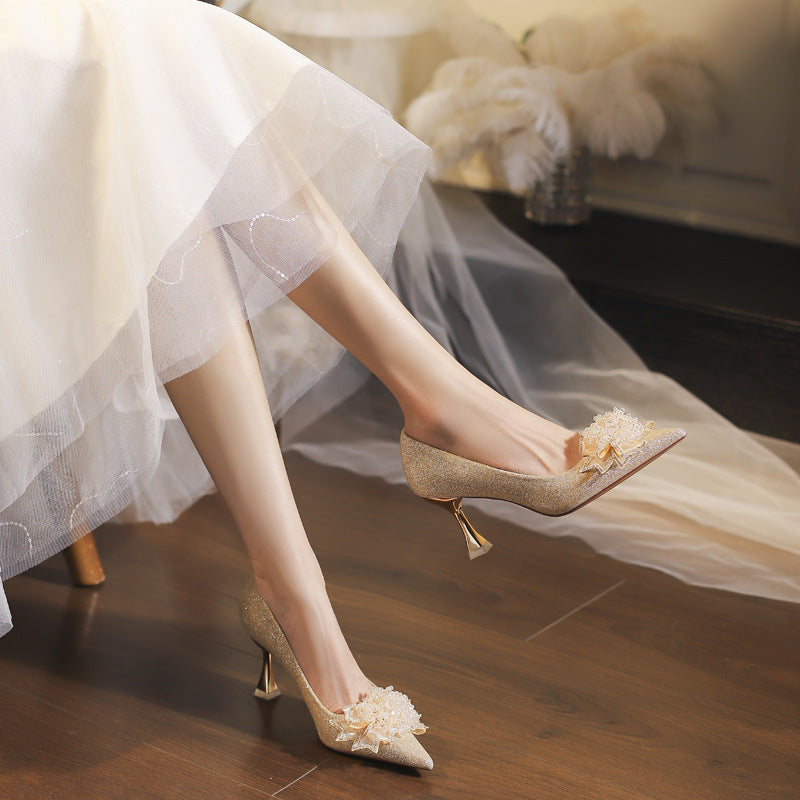 Women's Wedding Not Tired Feet Dress Two-way Wear Crystal High Women's Fashion Shoes