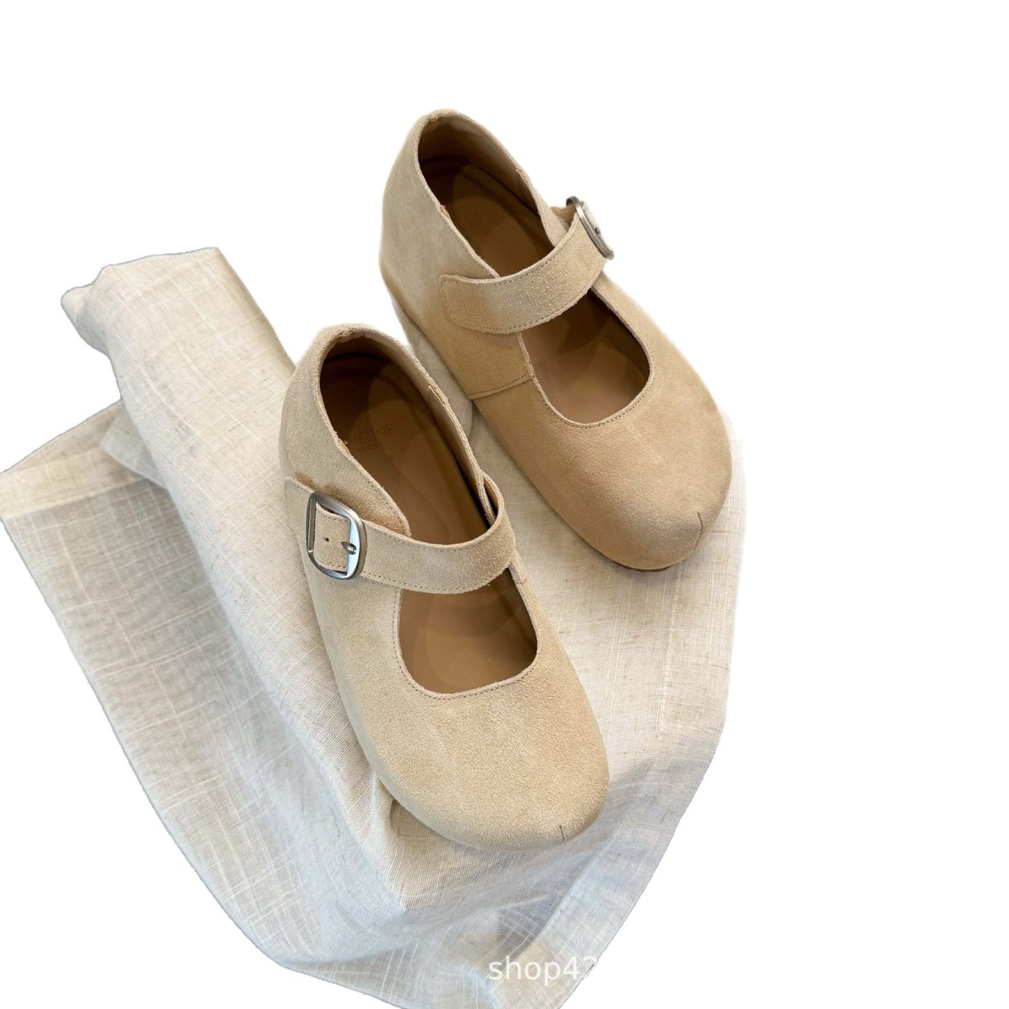 Women's Half Sugar Toast Mary Jane Thick Bottom Height Increasing Insole Women's Fashion Shoes