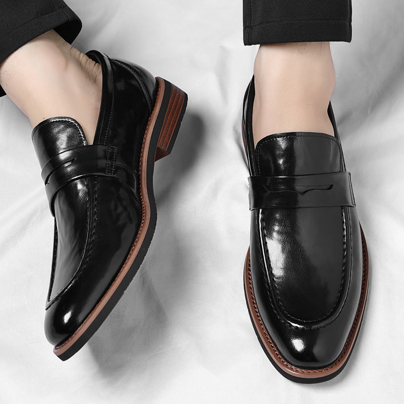 Men's British Style Slip-on Soft Bottom High Men's Business Leather Shoes