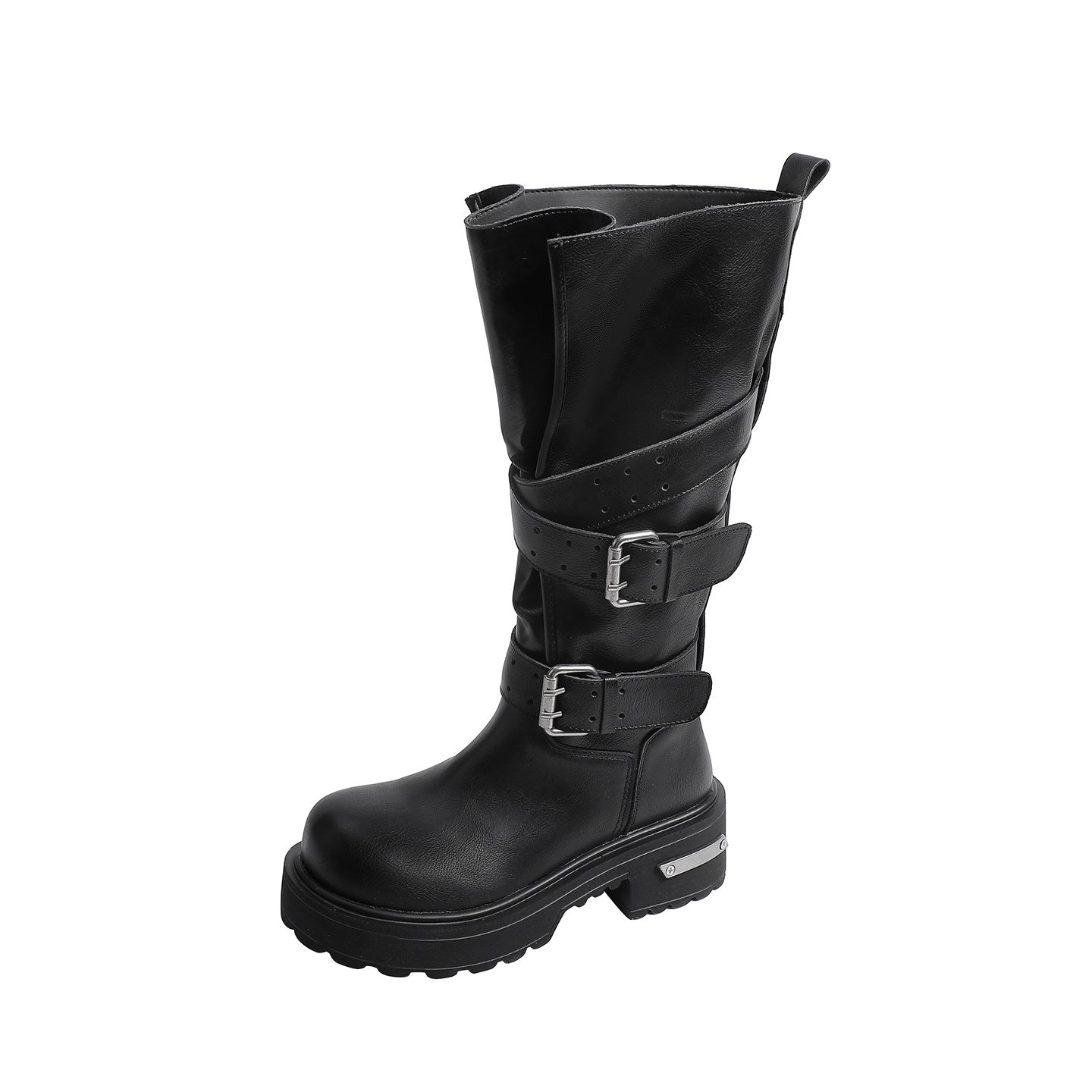 Women's Buckle Knight Big Head Thick Bottom Boots