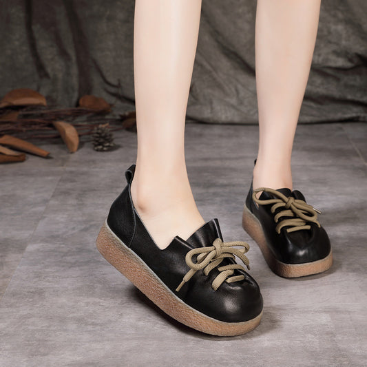 Women's Autumn Genuine Platform Height Increasing Soft Casual Shoes