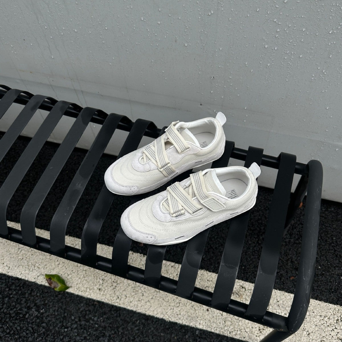 Women's Cowhide Retro German Training French Velcro Strap Women's Sports Shoes