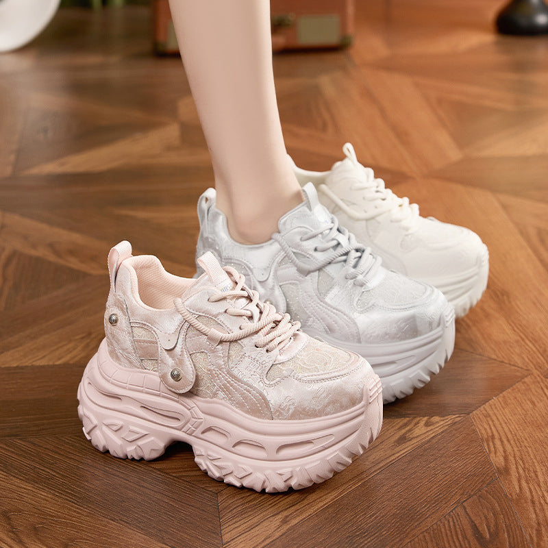 Women's Platform Dad Spring Fashion Mesh Portable Height Increasing Women's Sports Shoes