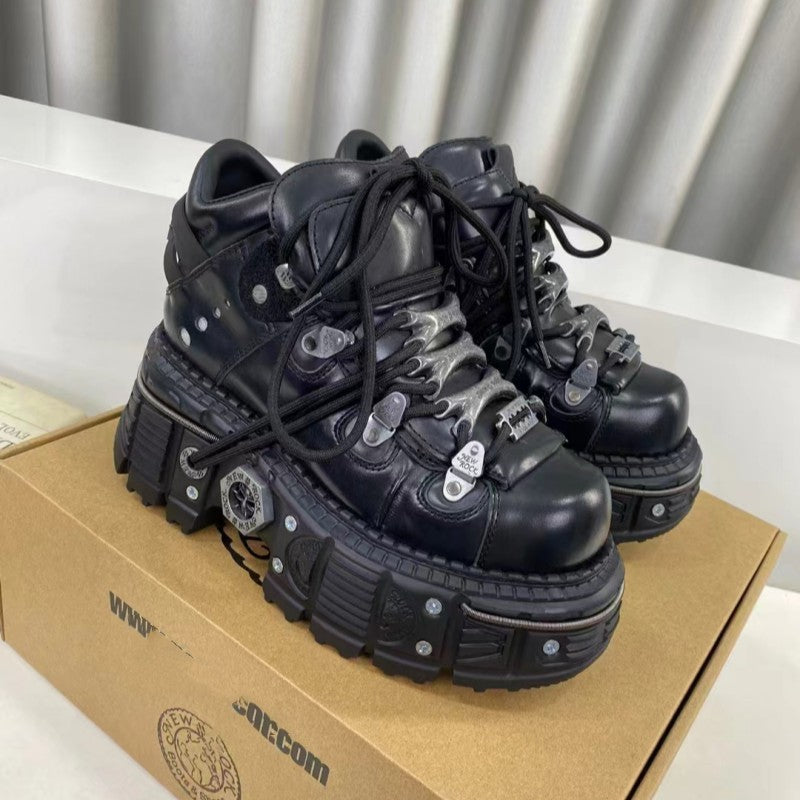 Women's & Men's Spanish Punk Rock Dark Platform Thick Bottom Men's Casual Shoes