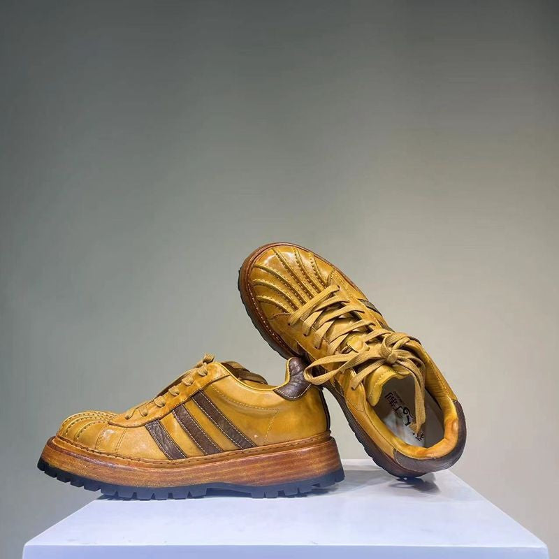 Washed Horse Sports Board Breathable Increased Leather Shoes