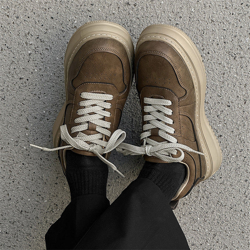 Men's Board Height Increasing Outdoor Martin Spring Men's Casual Leather Shoes