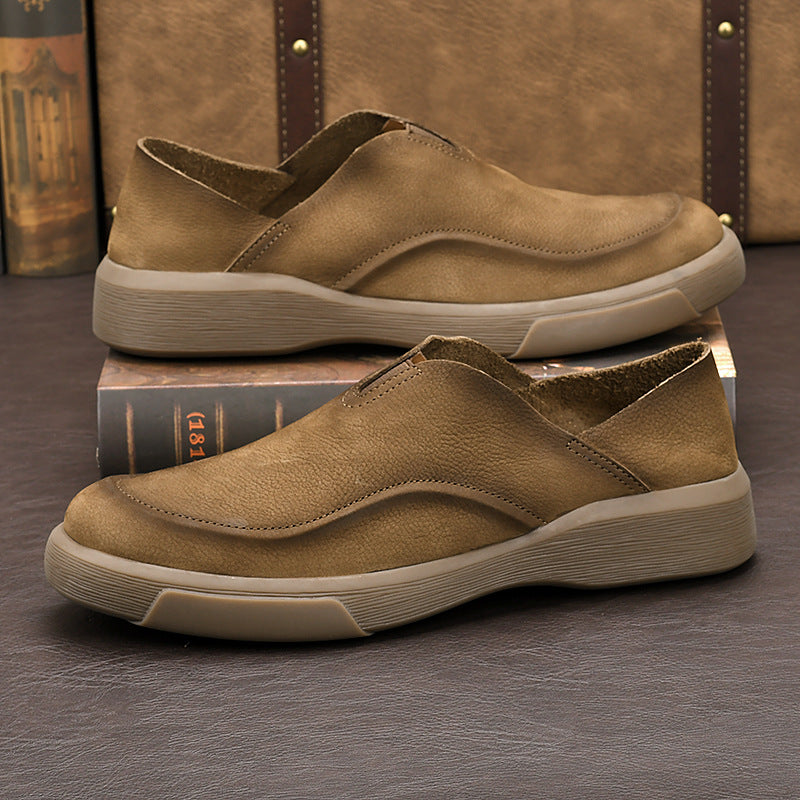 Men's Fashion First Layer Cowhide Round Toe Leather Shoes