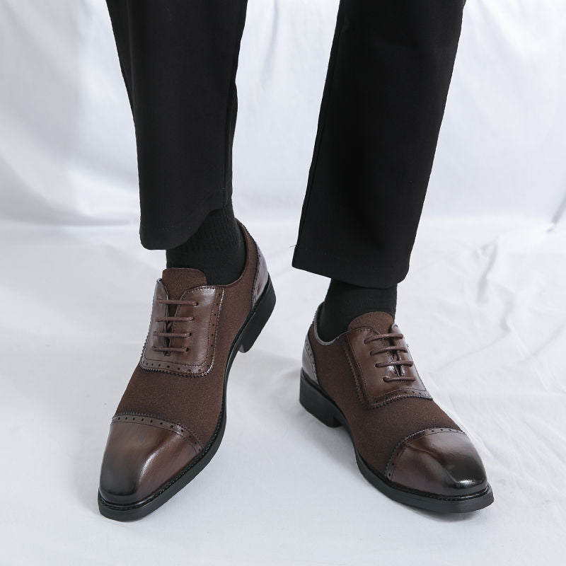 Men's Wear Pointed Oxford Increased Thin Brown Men's Casual Leather Shoes