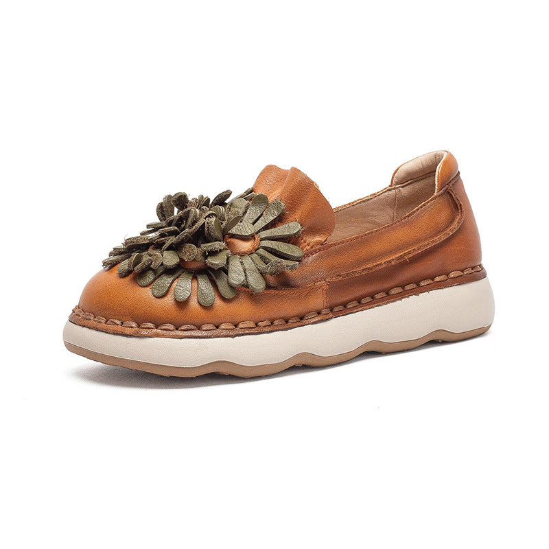 Women's Top Layer Cowhide Slip-on Pumps Lightweight Women's Casual Shoes