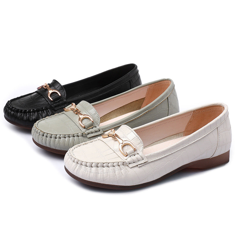 Color Metal Decorative Flat Bottom Pumps Low Casual Shoes