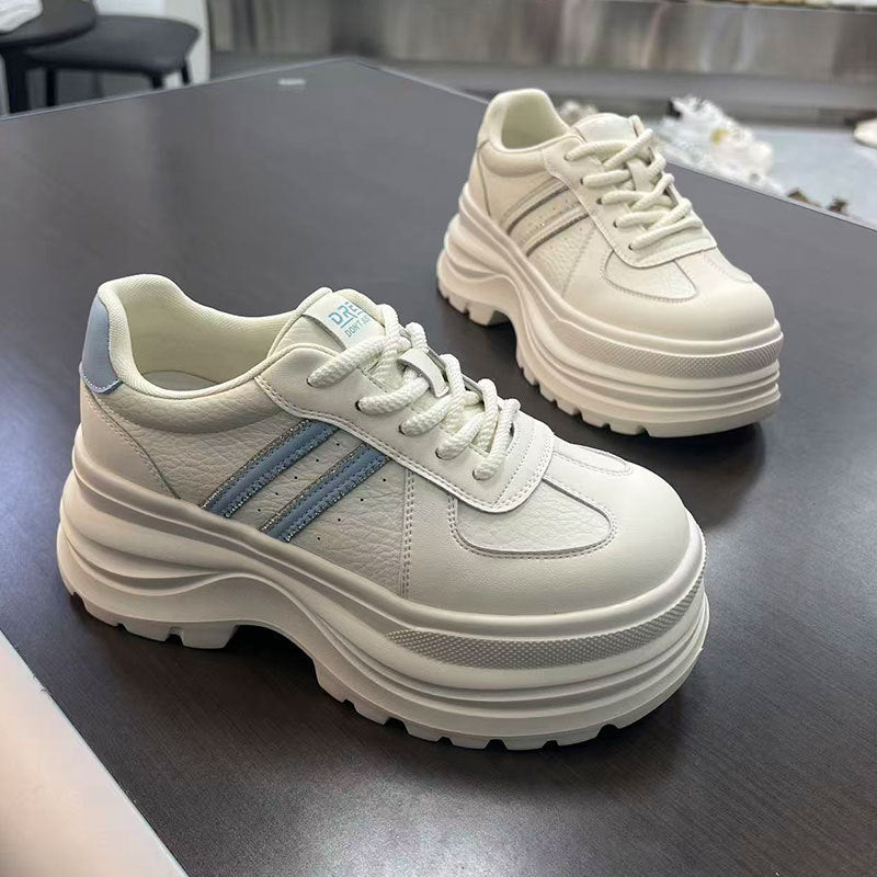 Versatile Heightened Easy Wear Thick Sole White Thin Women's Casual Shoes