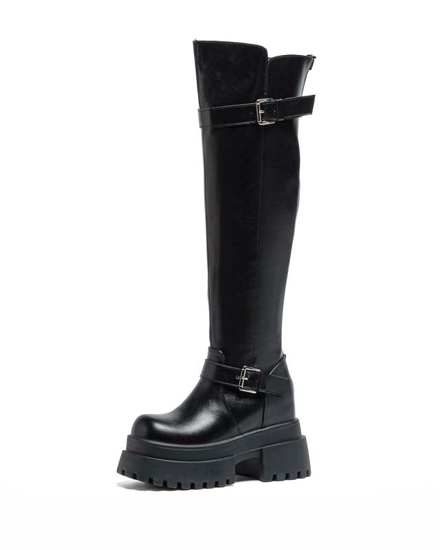 Women's Knee Platform High Elastic Modified Big Long Legs Cool Cm Women's Leather Boots
