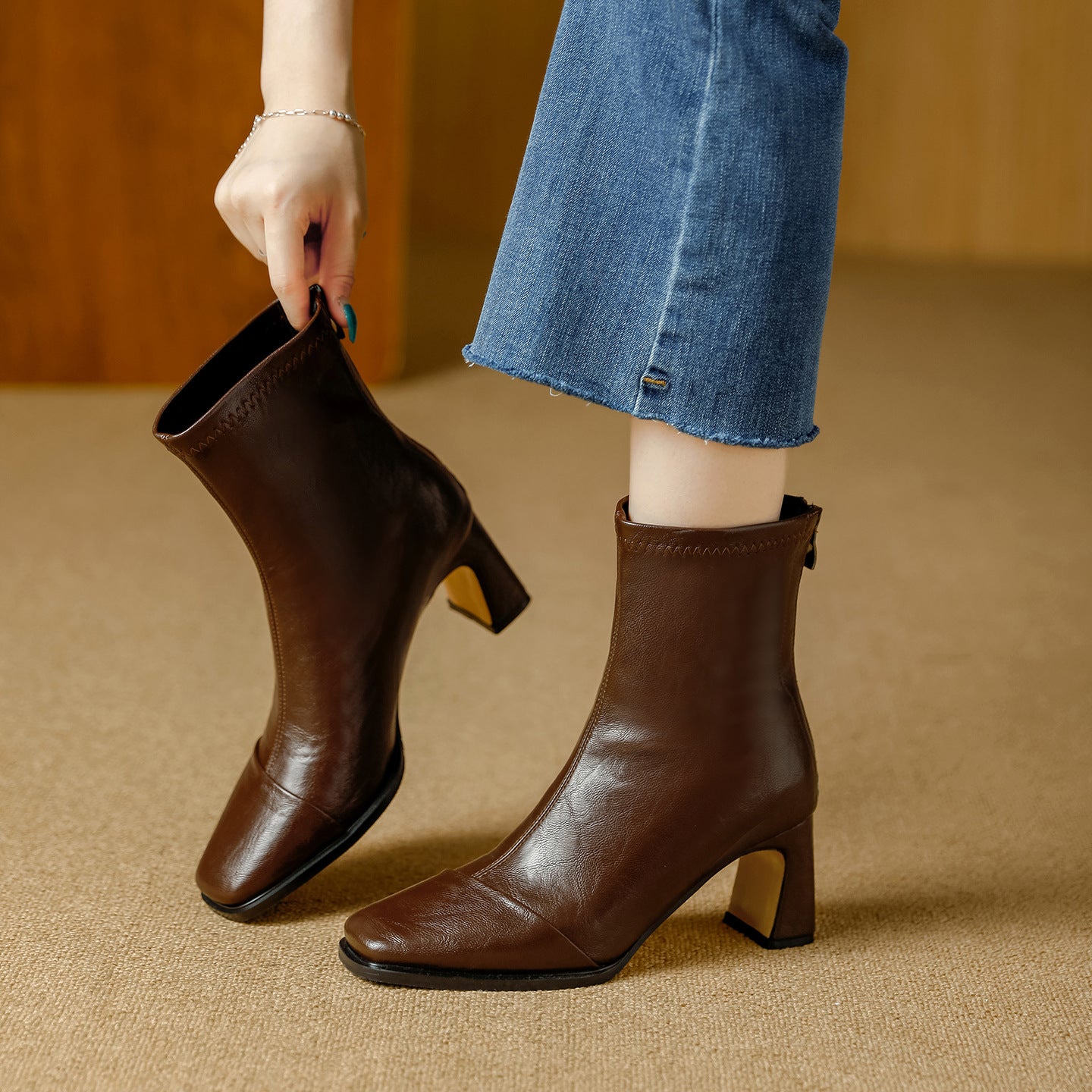 Women's Retro Chelsea Booties High Back Zipper Boots