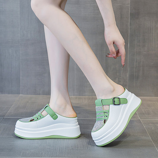Women's Cap Rhinestone Half Summer Wear Fashionable Sandals