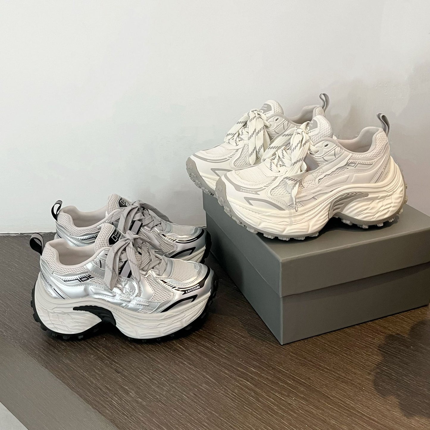 Women's Platform Dad Spring Mesh Breathable Pants Sneakers