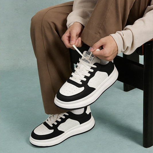 Men's Breathable Thick-soled White Cowhide Sports Leisure Men's Board Shoes
