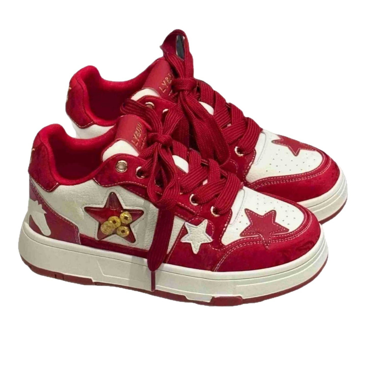 Women's Red Wedding Limited Star National Fashion Women's Board Shoes