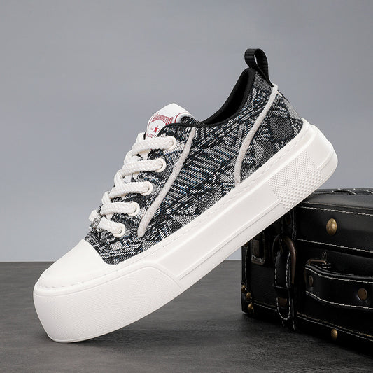 Men's Spring Chinese Style Breathable Plaid Lace Men's Shoes