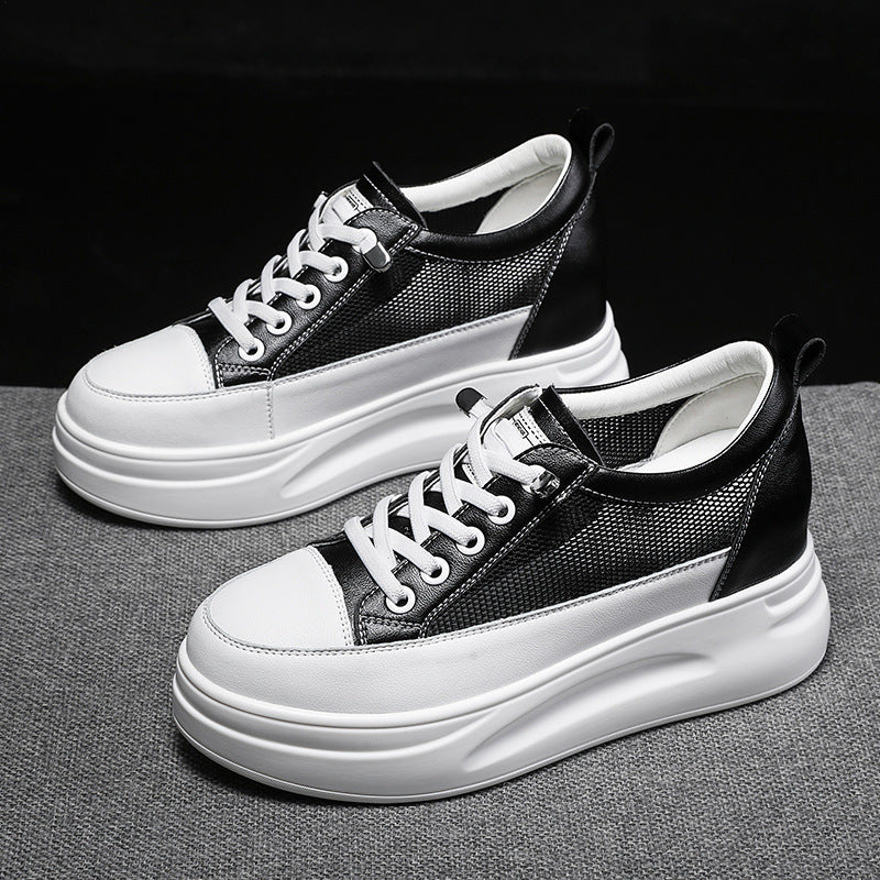 Women's White Campus Height Increasing Black Small Casual Shoes