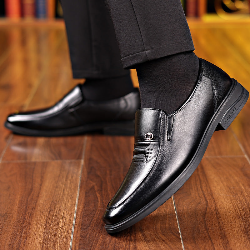Men's Genuine Spring Soft Bottom Dad British Style Leather Shoes