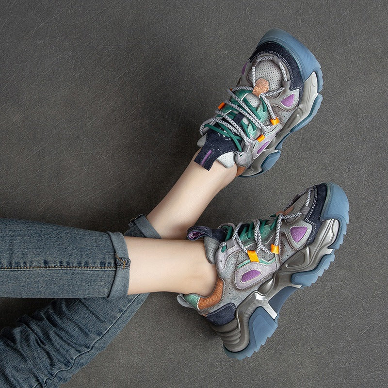 Women's First Layer Cowhide Retro Style Fashion Sneakers