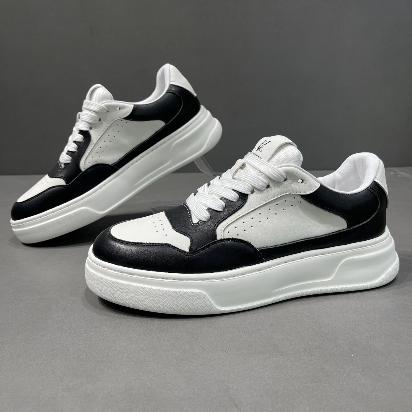 Men's Black White Panda Autumn Breathable Platform Trendy Sneakers