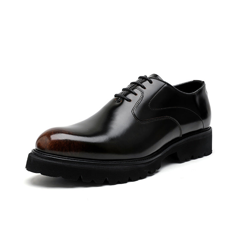 British Style Trendy Formal Wear Business Wedding Thick Sole Height Men's Casual Leather Shoes