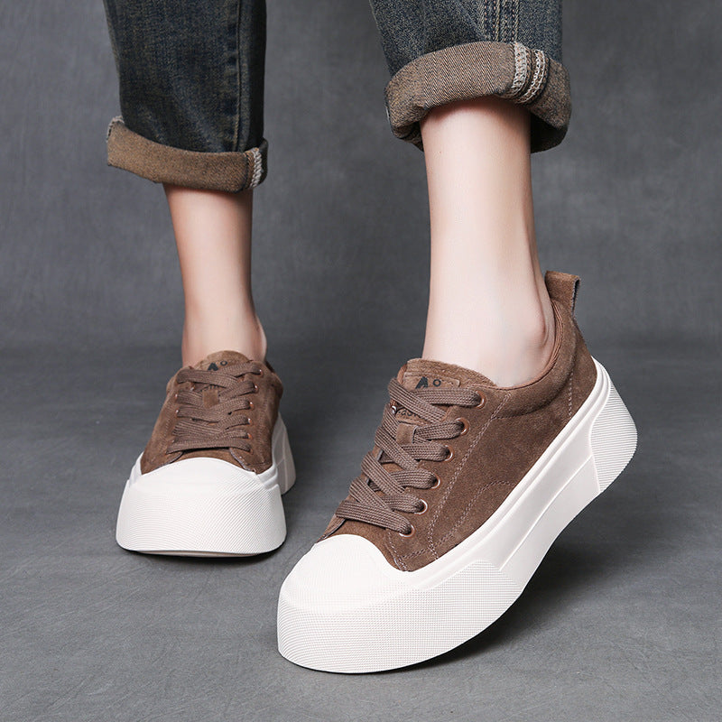 Women's Genuine Retro Platform Round Toe Fashion Women's Casual Shoes