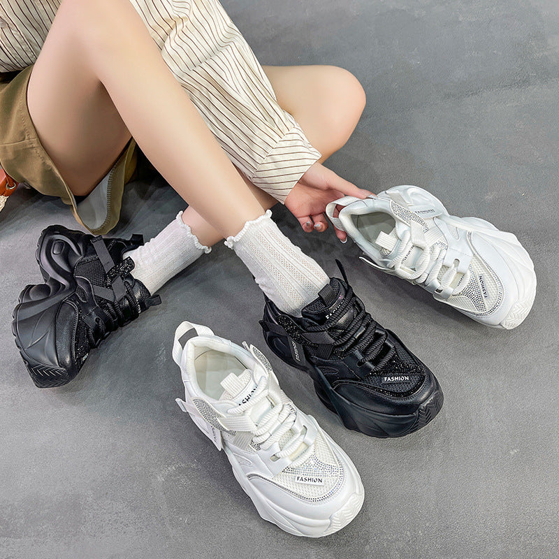 Women's Dad Autumn Genuine Breathable Platform Height Increasing Sneakers