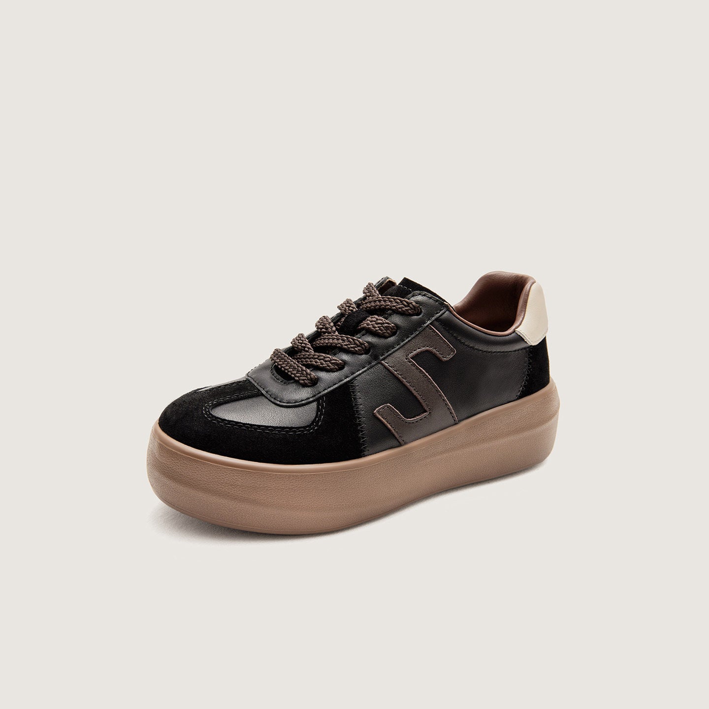 Women's Reversible Cowhide Small Milk Pastry Platform Height Increasing Insole German Casual Shoes