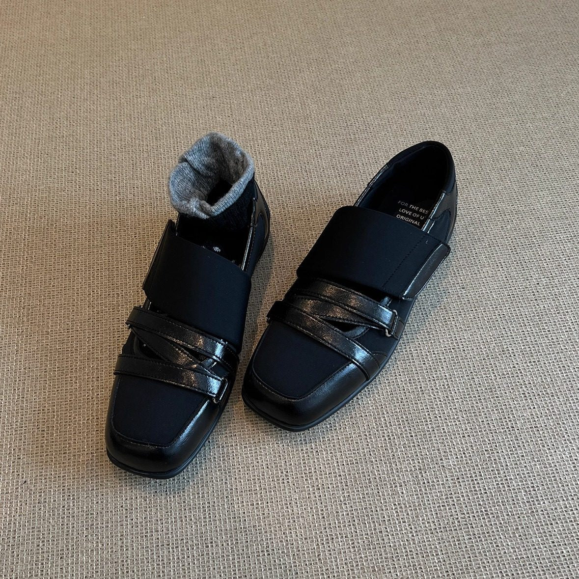 Version Mechanical Style Square Head Velcro Mary Jane Spring Flat Women's Fashion Shoes