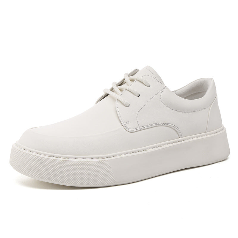 Men's Genuine Spring White Simple Versatile Cowhide Men's Casual Shoes
